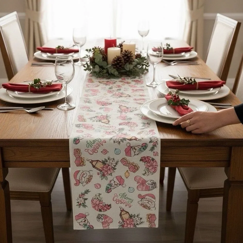 Vintage Style Christmas Table Runner Christmas Theme Burlap 71